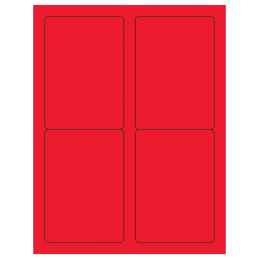 3.5x5 Fluorescent Red Permanent Laser Labels 400/Case LL176RD - alias listing