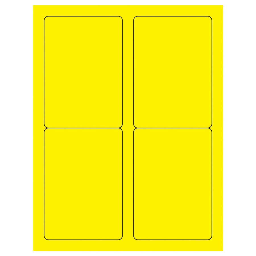 3.5x5 Fluorescent Yellow Permanent Acrylic Laser Labels 400/Case LL176YE - alias listing
