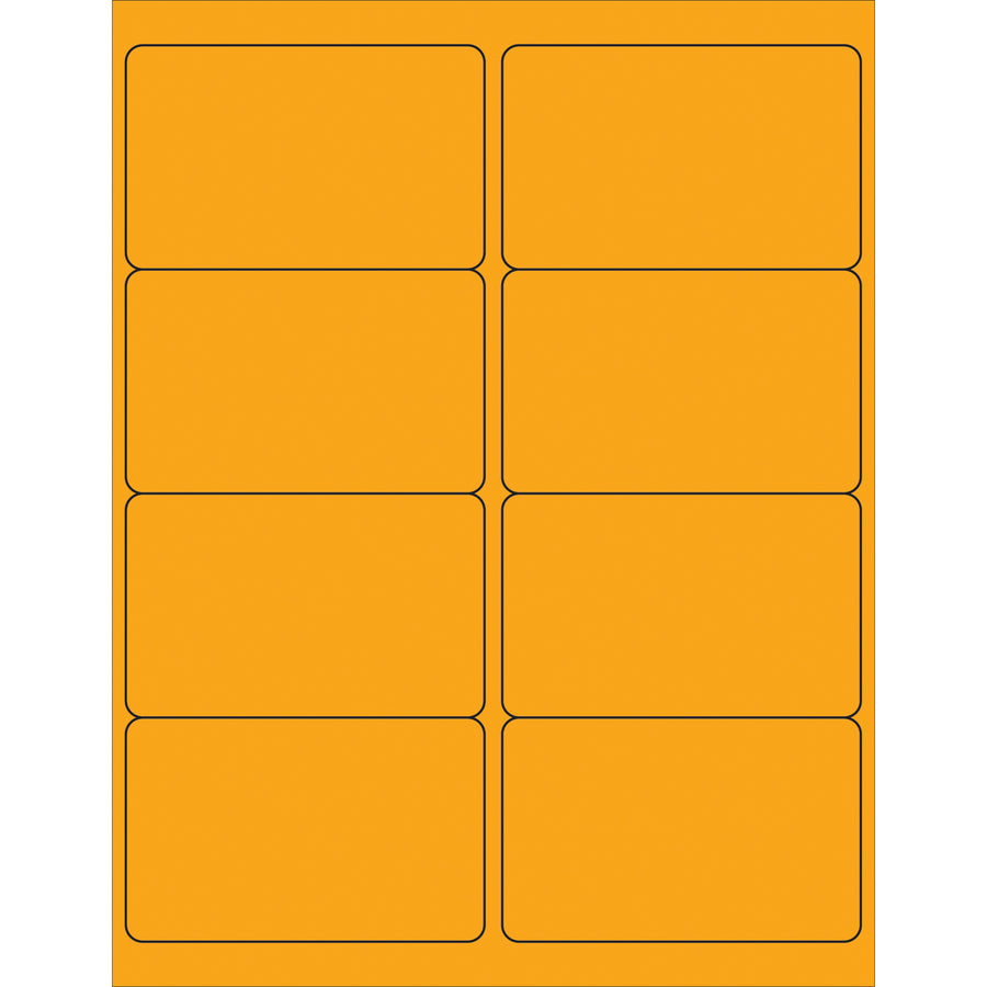 High-visibility 4" x 2.5" fluorescent orange laser labels designed for shipping coordinators and logistics professionals who need OSHA-compliant, attention-grabbing product identification. Permanent acrylic adhesive bonds instantly to paper, corrugated, plastic, and metal surfaces. Case of 800 labels–ready to print with laser or inkjet printers.