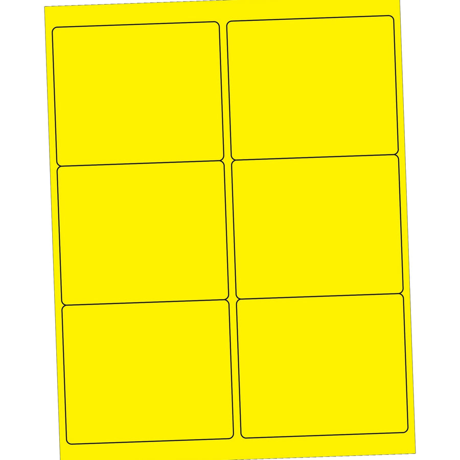 4 x 3 1/3 in Fluorescent Yellow Permanent Acrylic Laser Labels 600/Case LL180YE - alias listing