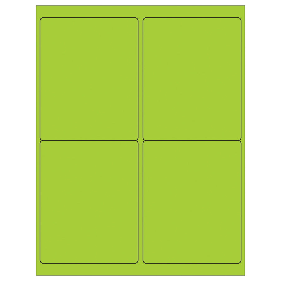 4x5 Fluorescent Green Permanent Laser Labels 400/Case LL181GN - alias listing