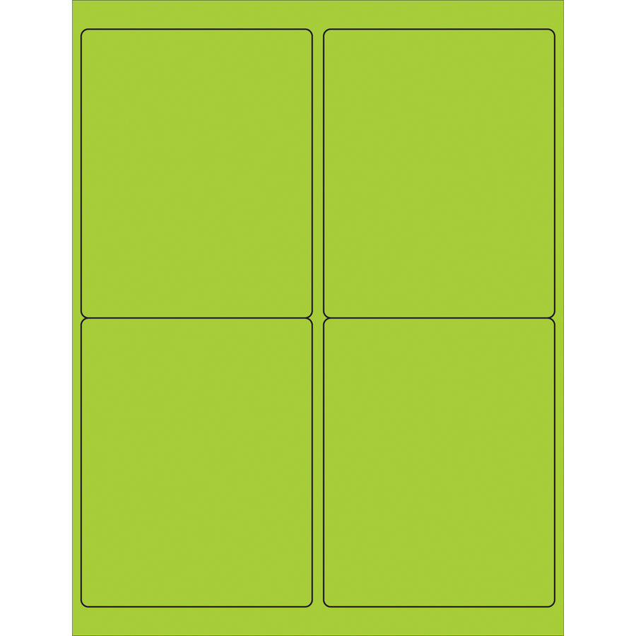 High-visibility fluorescent green rectangle labels designed for shipping coordinators who need OSHA-compliant, attention-grabbing labels. 4" x 5" permanent acrylic adhesive labels print on laser and inkjet printers–400 labels per case for consistent inventory tracking and compliance marking.