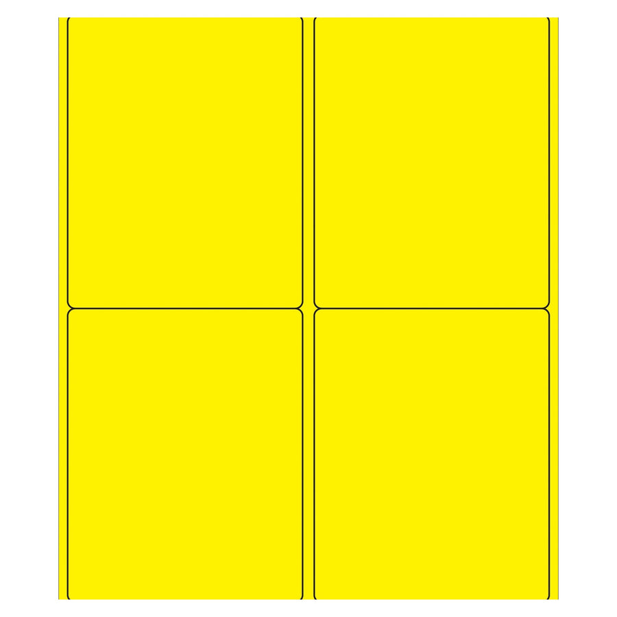 4x5 Fluorescent Yellow Permanent Laser Labels 400/Case LL181YE - alias listing