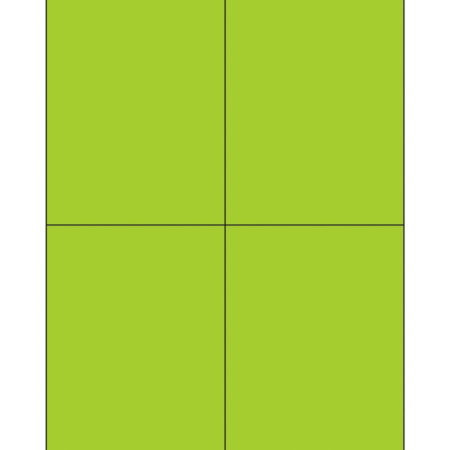4.25x5.5 Fluorescent Green Permanent Acrylic Laser Labels 400/Case LL183GN - alias listing