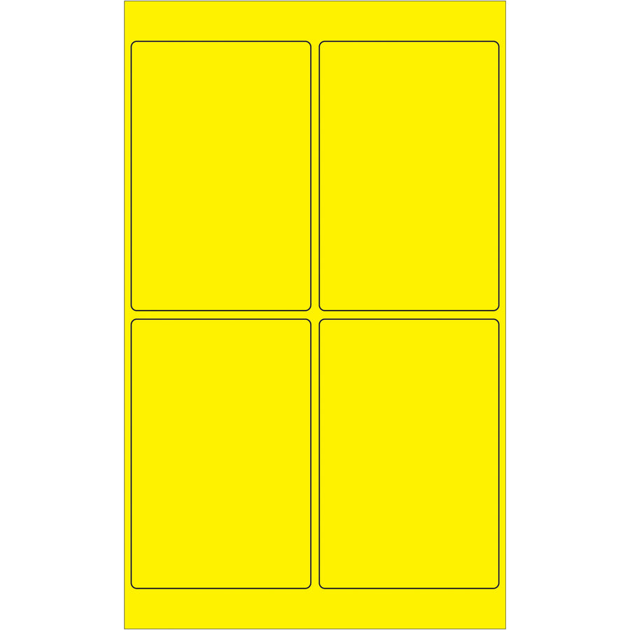 High-visibility 4x6" fluorescent yellow rectangle laser labels with permanent acrylic adhesive–perfect for shipping, compliance, and product labeling. Print directly using your laser or inkjet printer. 400 labels per case for immediate deployment.
