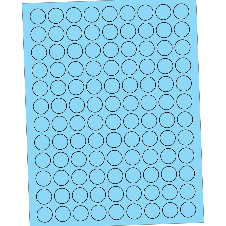 3/4 in Fluorescent Pastel Blue Circle Laser Labels Permanent Acrylic 10800/Case LL190BE