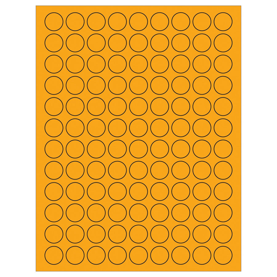 3/4 in Fluorescent Orange Circle Laser Labels Permanent Acrylic 10800/Case LL190OR - alias listing
