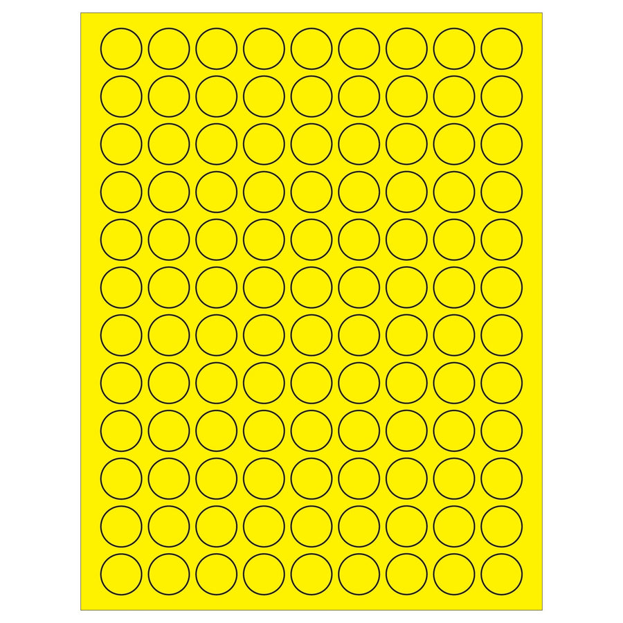 3/4 in Fluorescent Yellow Circle Laser Labels Permanent Acrylic 10800/Case LL190YE - alias listing