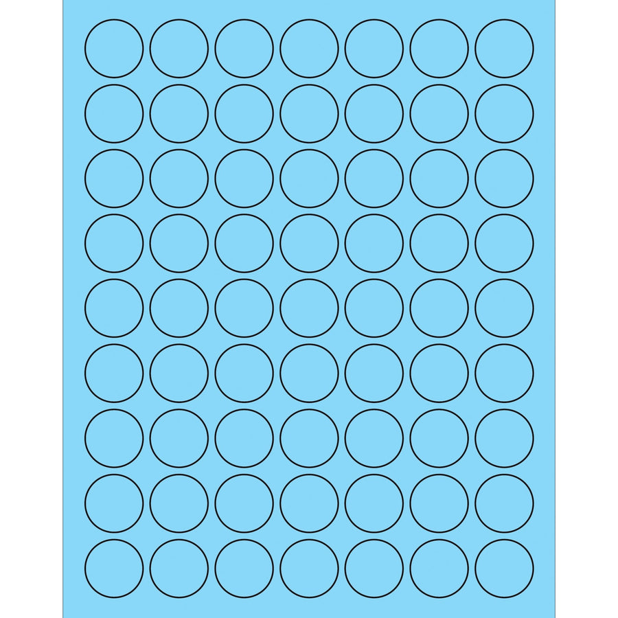 1 in Fluorescent Pastel Blue Circle Laser Labels Permanent Acrylic 6300/Case LL191BE