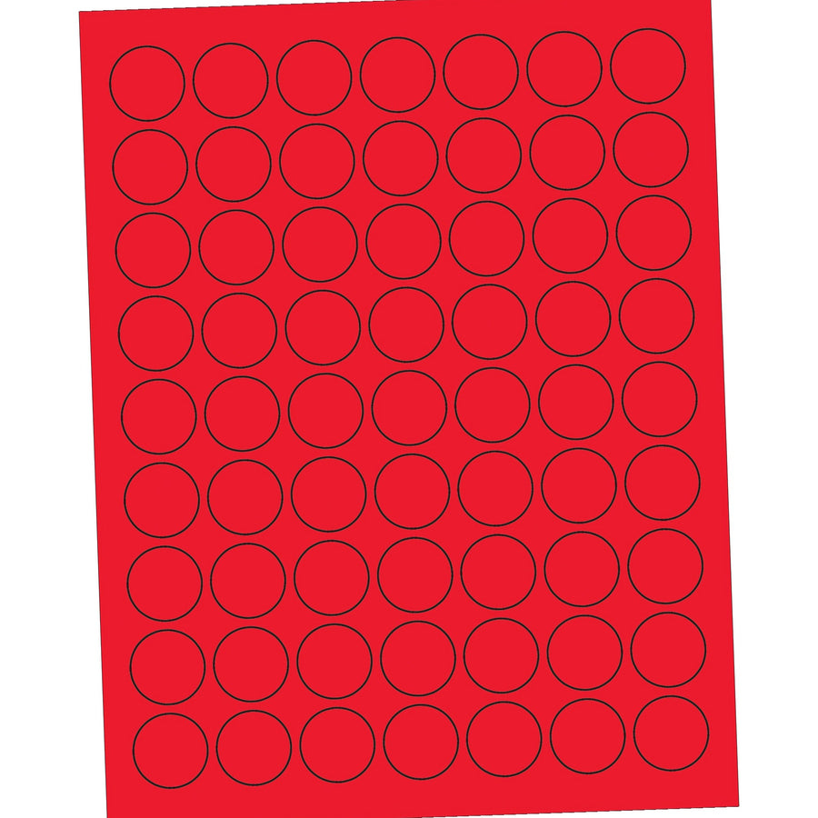 1 in Fluorescent Red Circle Laser Labels Permanent Acrylic 6300/Case LL191RD - alias listing