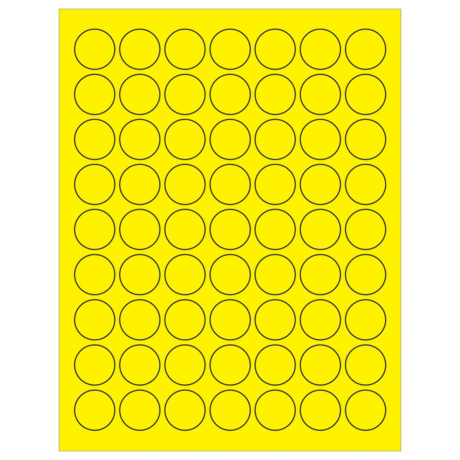 1 in Fluorescent Yellow Circle Laser Labels Permanent Acrylic 6300/Case LL191YE - alias listing