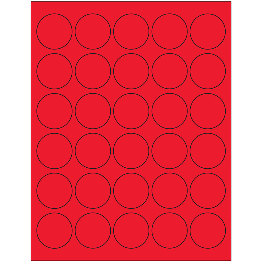 High-visibility 1.5" fluorescent red circle laser labels engineered for shipping coordinators who need compliance-ready, printable labels that stick first time. Permanent acrylic adhesive bonds instantly to corrugated, plastic, glass, and metal–ideal for hazmat marking, special handling alerts, and international parcel labeling. 3000 labels per case.