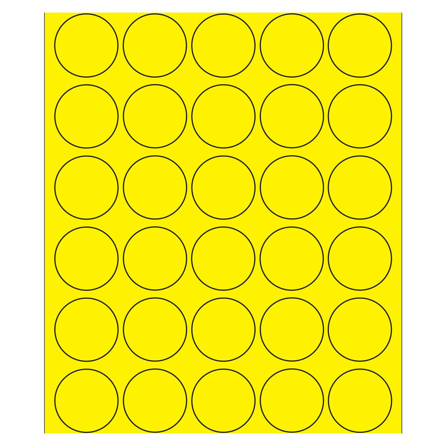 1.5 in Fluorescent Yellow Circle Laser Labels Permanent Acrylic 3000/Case LL192YE - alias listing