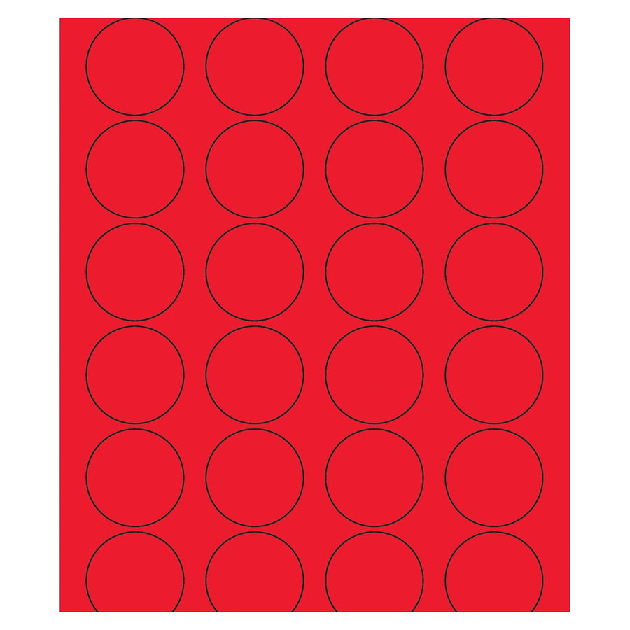 1 5/8 in Fluorescent Red Circle Laser Labels Permanent Acrylic 2400/Case LL193RD - alias listing