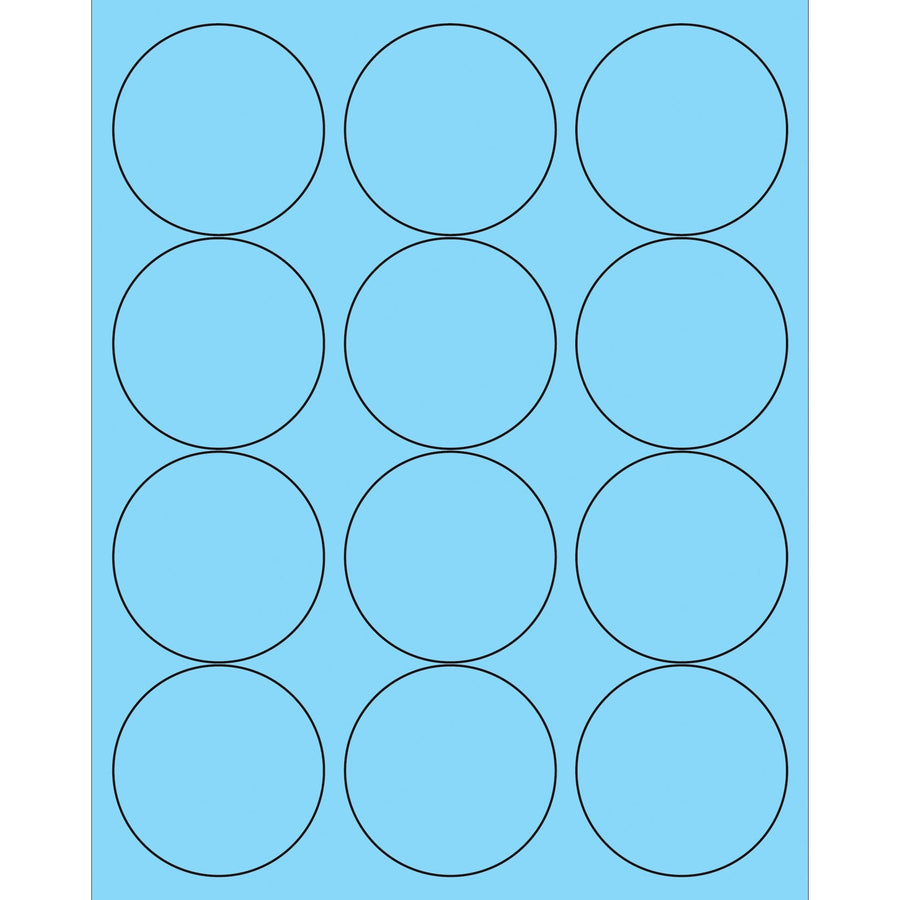2.5 in Fluorescent Pastel Blue Circle Laser Labels Permanent Acrylic 1200/Case LL194BE