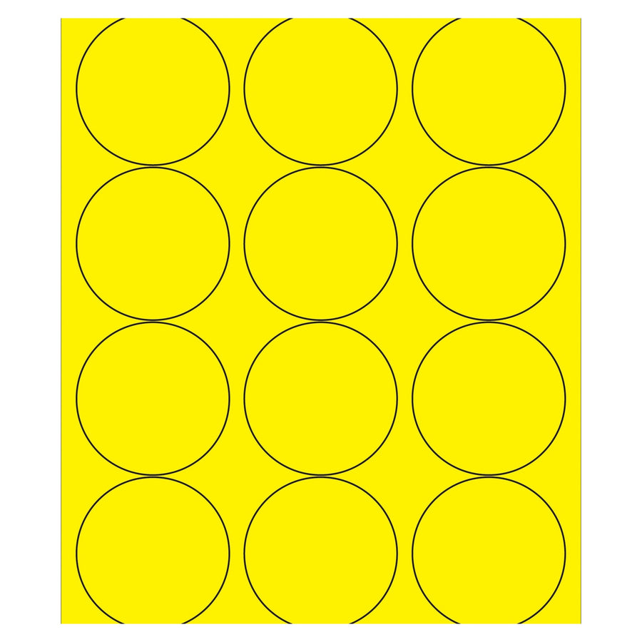 2.5 in Fluorescent Yellow Circle Laser Labels Permanent Acrylic 1200/Case LL194YE - alias listing