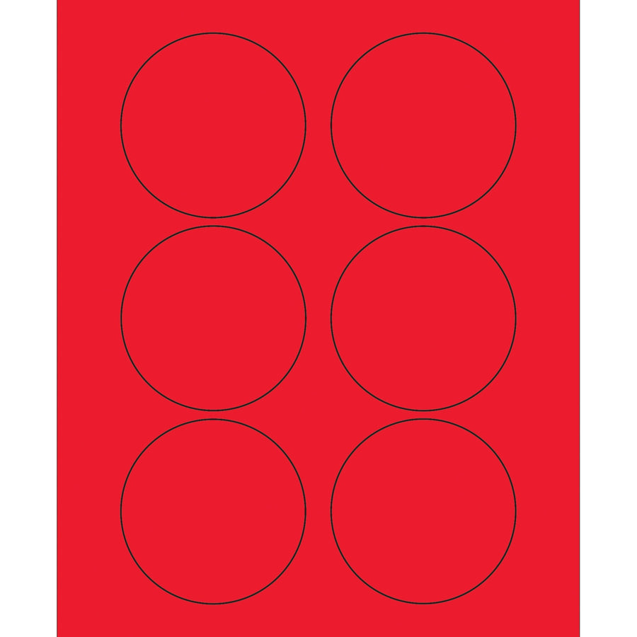 3 in Fluorescent Red Circle Laser Labels Permanent Acrylic 600/Case LL195RD - alias listing