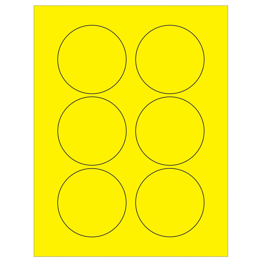 3 in Fluorescent Yellow Circle Laser Labels Permanent Acrylic 600/Case LL195YE - alias listing