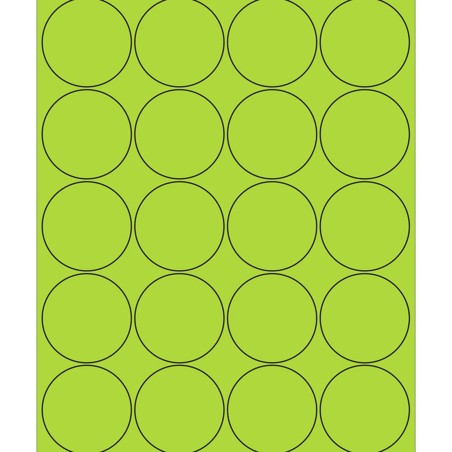 2 in Fluorescent Green Circle Laser Labels Permanent Acrylic 2000/Case LL197GN - alias listing