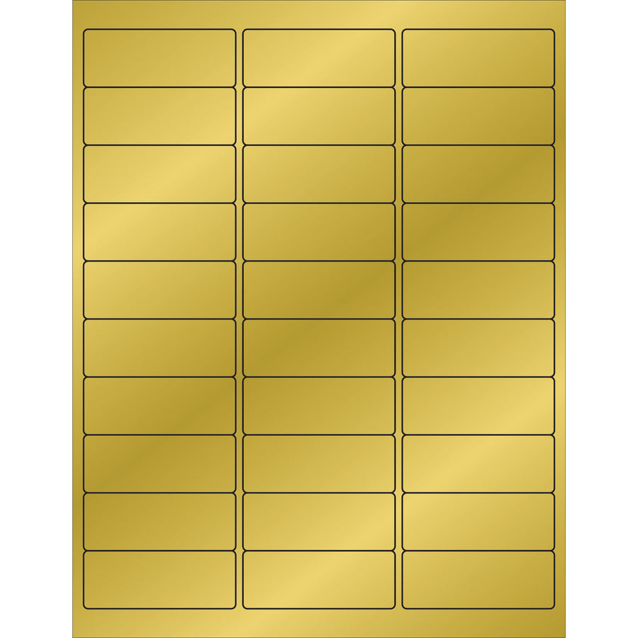 Premium 2 5/8" x 1" gold foil rectangle laser labels deliver professional branding and reliable adhesion for high-volume shipping operations. Heat-resistant permanent acrylic adhesive prevents jamming in laser printers and maintains label integrity through handling and transport. Case of 3,000 labels with easy-to-use Microsoft Word template included.