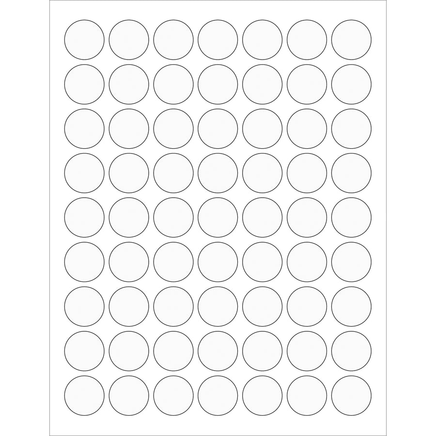 Professional-grade 1" clear circle laser labels engineered for shipping coordinators and logistics teams who need reliable, jam-free printing. Permanent acrylic adhesive resists heat and moisture. 6300-label case with ready-to-use Microsoft Word template.