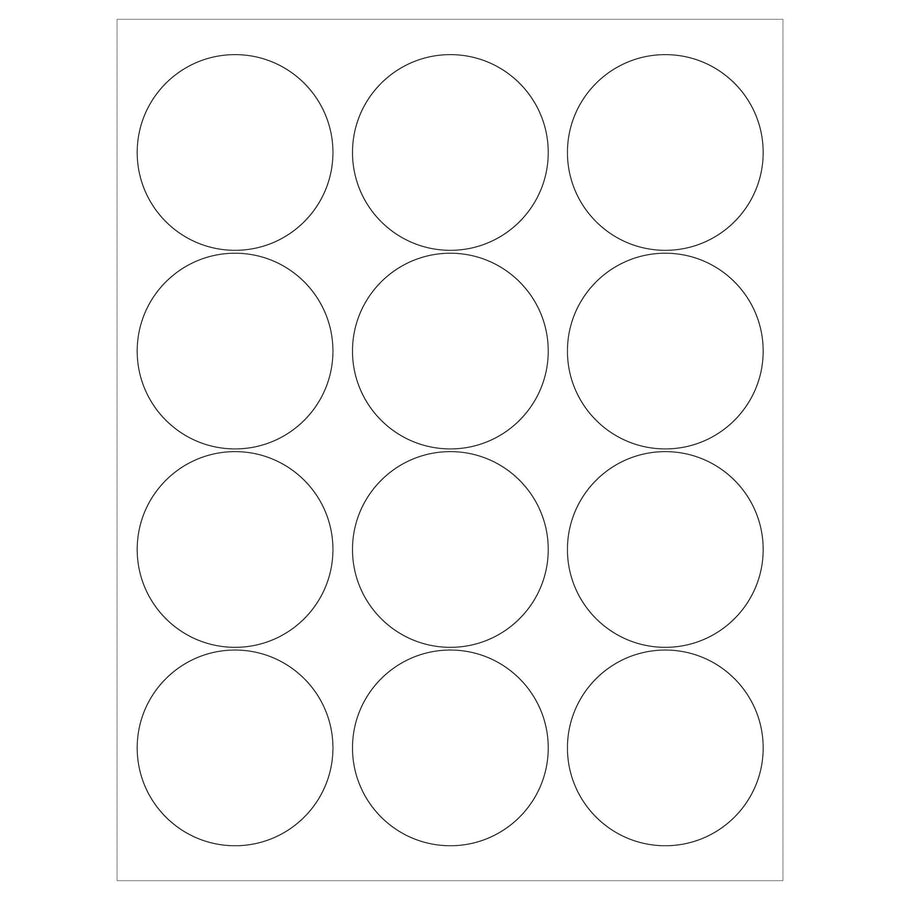 2.5 in Glossy White Circle Laser Labels Permanent Acrylic 1200/Case LL303 - alias listing