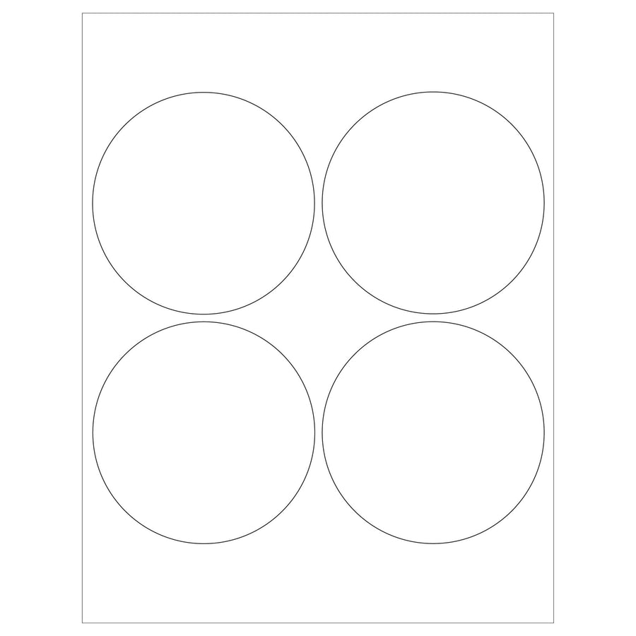 4 in Glossy White Circle Laser Labels Permanent Acrylic 400/Case LL305 - alias listing