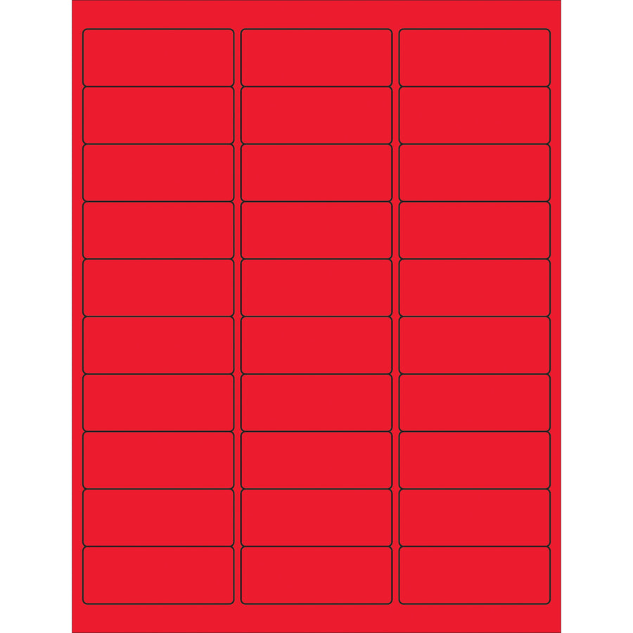 High-visibility fluorescent red removable rectangle laser labels designed for shipping coordinators who need clean, residue-free removal. These 2 5/8" x 1" labels print easily on laser or inkjet printers and come case-packed with 3,000 labels for maximum efficiency and cost savings.