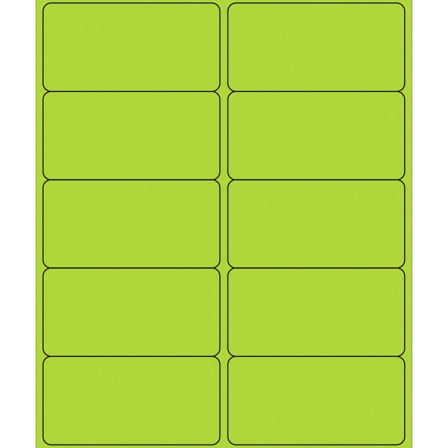 4x2 Fluorescent Green Removable Laser Labels 1000/Case LL410GN - alias listing