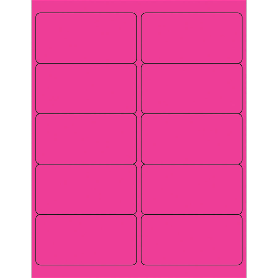 High-visibility 4x2" removable rectangle laser labels in fluorescent pink designed for shipping coordinators who need clean, residue-free removal. Permanent acrylic construction works seamlessly with laser and inkjet printers. Case of 1,000 labels–ready to print and apply.