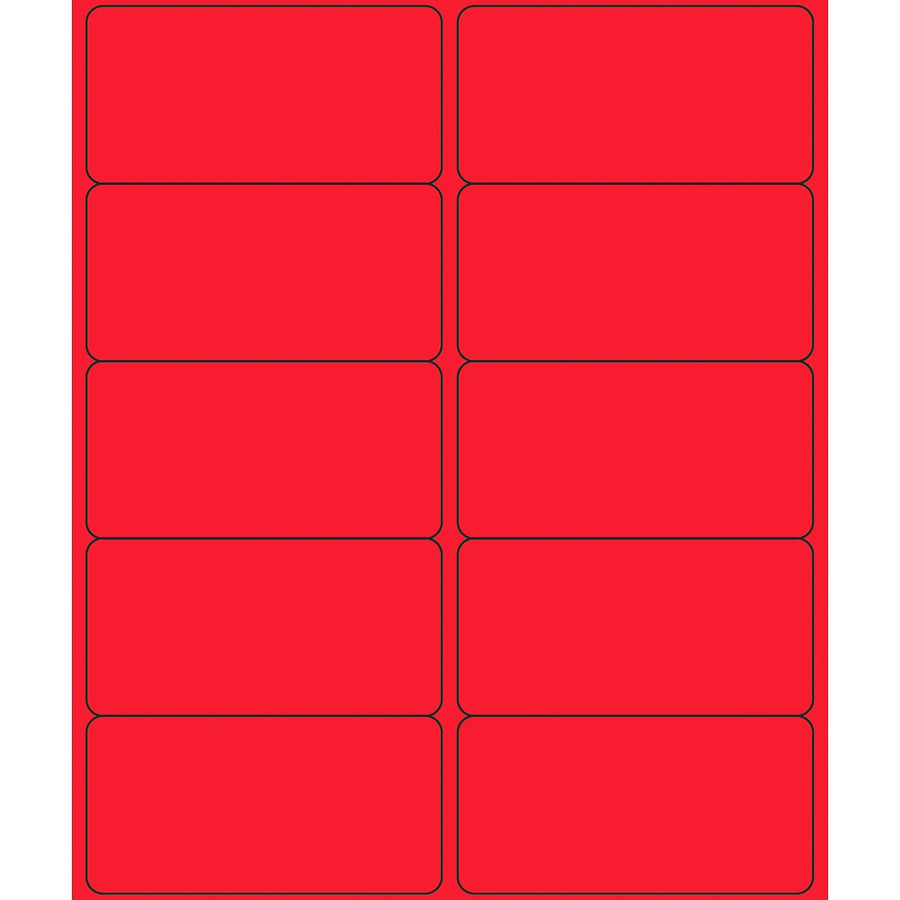 4x2 Fluorescent Red Removable Laser Labels 1000/Case LL410RD - alias listing