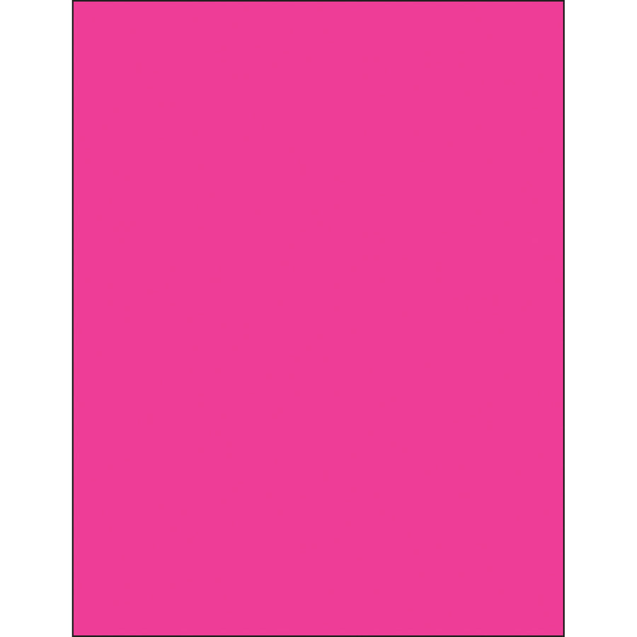Bright fluorescent pink removable rectangle laser labels designed for shipping coordinators and logistics professionals who need high-visibility, compliance-ready identification. These 8.5x11" permanent acrylic labels lift cleanly without residue, compatible with laser and inkjet printers, and ship in cases of 100 for consistent inventory management.