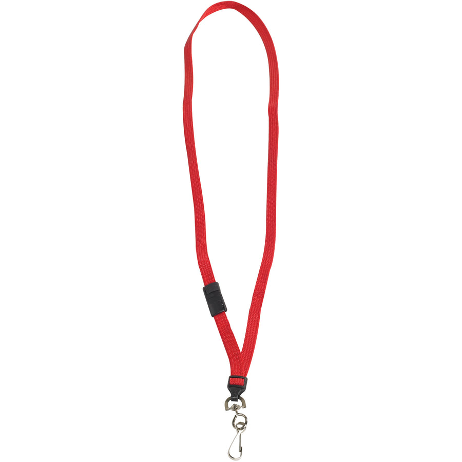 38" red nylon breakaway lanyards protect employees and badges with automatic release at 4-8 pounds of pull force. Flat woven material with swivel hook attachment won't damage clothing. Order by the case of 24 for reliable, cost-effective ID badge security.