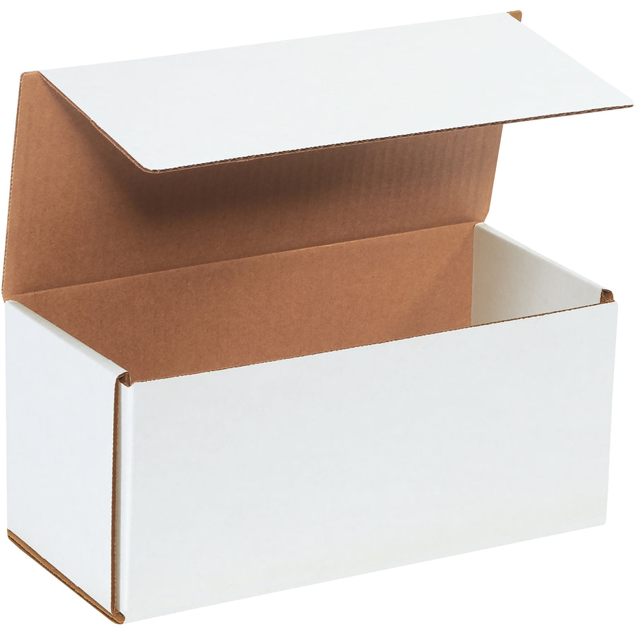 Heavy-duty ECT-32-B white corrugated mailers in 11x5x5 dimensions engineered for reliable protection of small, lightweight shipments. One-piece fold-and-tuck design assembles in seconds with no tape, glue, or staples required. Bundle of 50 crush-resistant boxes reduces labor time and freight costs per unit.
