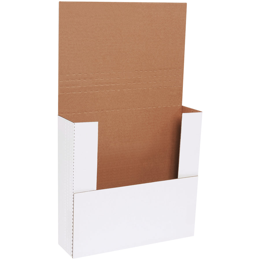 Ship flat materials with confidence using these 12x11.5x3 white corrugated easy-fold mailers. Multi-depth scoring lets you customize fold depth while ECT-32-B construction provides crush-resistant protection. Professional presentation guaranteed–sold in bundles of 50.