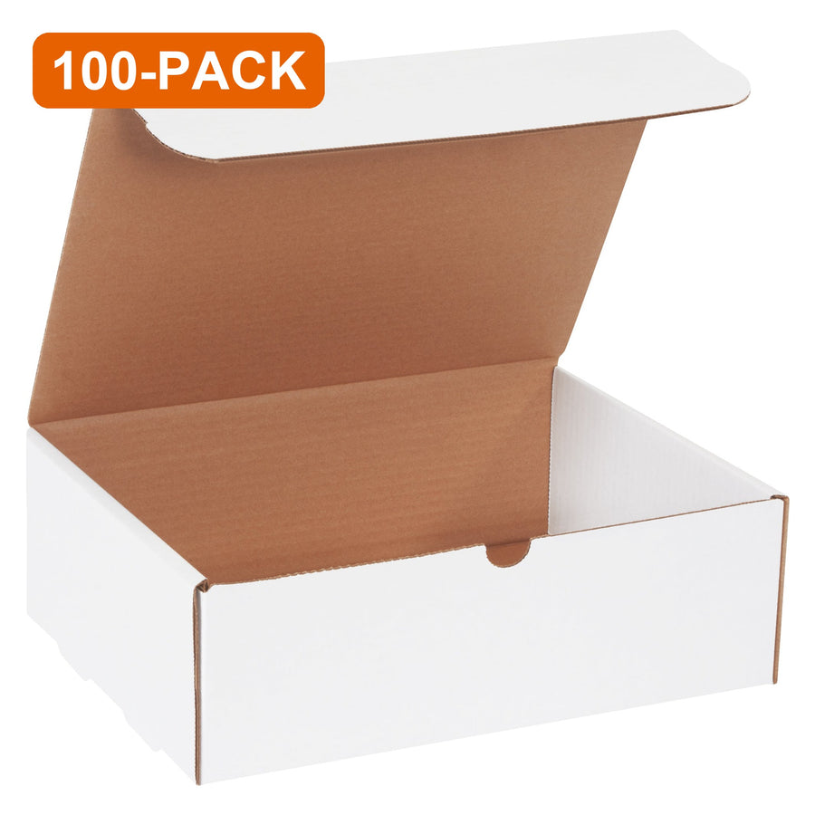 12 1/8 x 9 1/4 x 4 in White Corrugated Literature Mailers Self-Seal, 100-Pack (2 Bundles of 50)