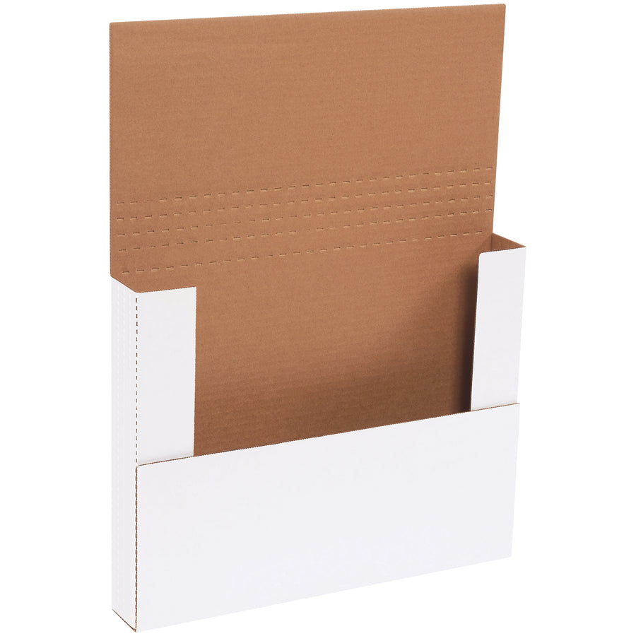 Ship flat materials with confidence using these 14.25x11.25x2 white corrugated easy-fold mailers. Multi-depth scoring lets you customize fold depth, while ECT-32-B construction delivers crush-resistant protection and professional appearance. Sold in bundles of 50.