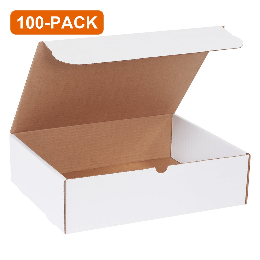 14.25x11.25x4 White Corrugated Literature Mailers, 100-Pack (2 Bundles of 50)