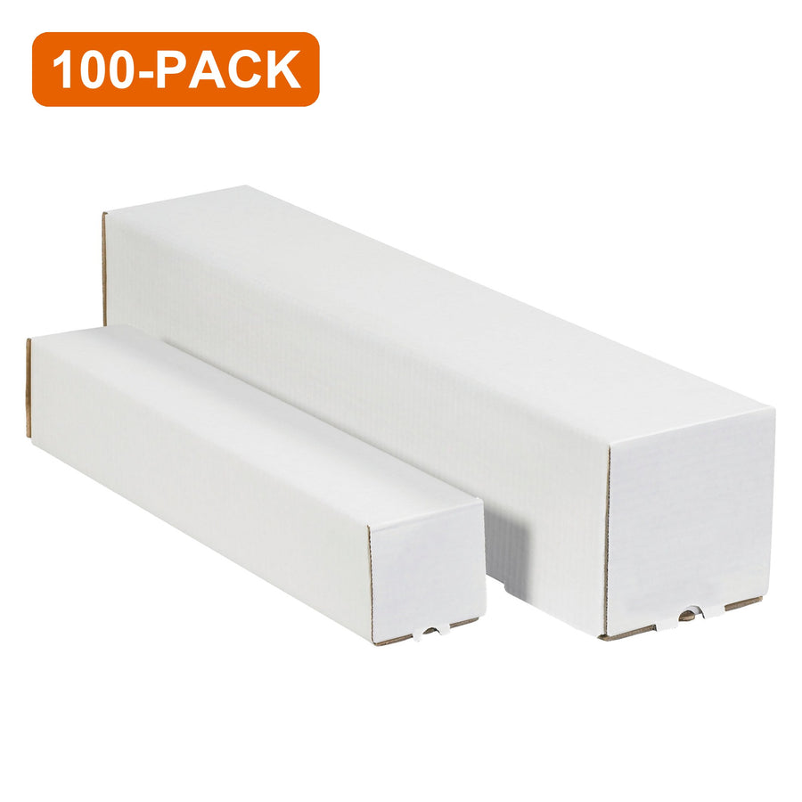 3x3x25 White Square Mailing Tubes, 100-Pack (4 Bundles of 25)