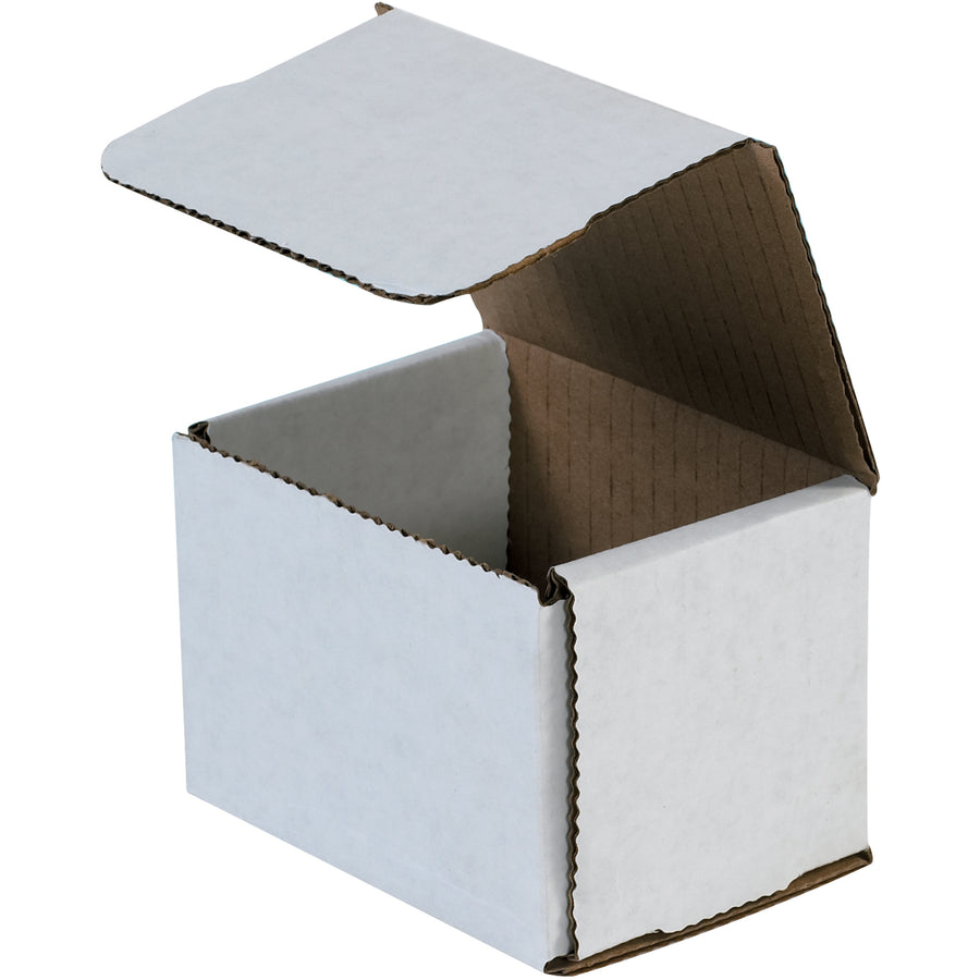 Lightweight yet crush-resistant one-piece white corrugated mailers sized 4x3x3" for optimal small package shipping. ECT-32-B rated for reliable stacking and impact protection without added tape or assembly labor. Bundle of 50 units reduces per-unit costs and freight overhead for high-volume fulfillment operations.
