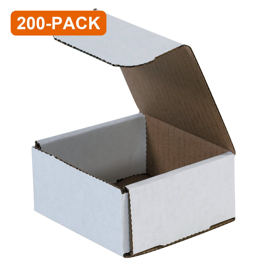 4x4x2 ECT-32-B White Corrugated Mailers, 200-Pack (4 Bundles of 50)