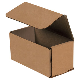 Lightweight ECT-32-B kraft corrugated mailers sized 6"x3"x3" with double-wall crush resistance and one-piece fold-and-tuck design. Ships and stores flat to maximize warehouse efficiency and reduce freight costs. Bundle of 50 mailers ready to assemble in seconds–no tape, glue, or staples required.