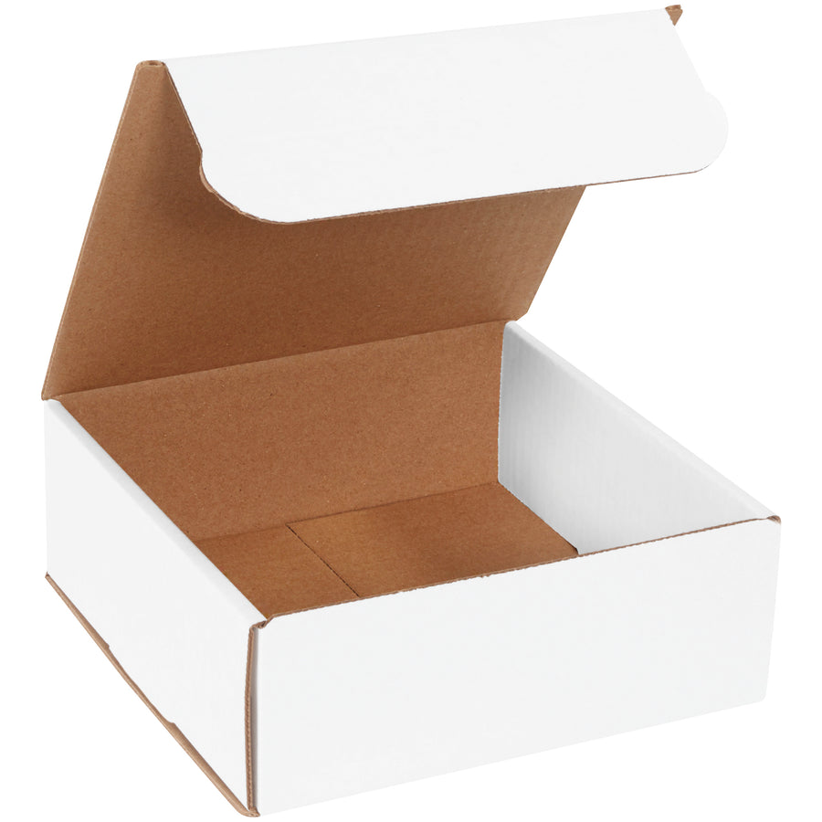 Heavy-duty 8x8x3 one-piece folding mailers manufactured from ECT-32-B white corrugated material. Crush-resistant double-wall construction on front and sides requires zero tape, glue, or staples. Ships as a 50-pack bundle–reduce freight costs while maximizing protection for small to medium lightweight shipments.