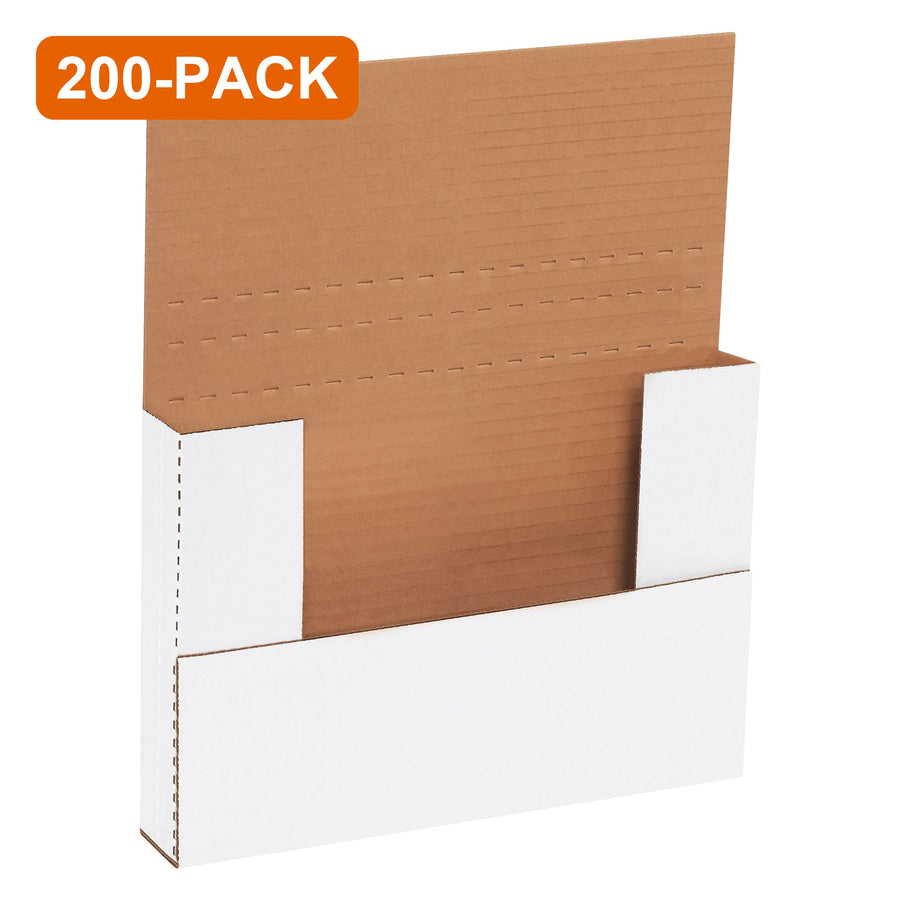 9.625x6.625x1.25 White Corrugated Easy-Fold Mailers, 200-Pack (4 Bundles of 50)