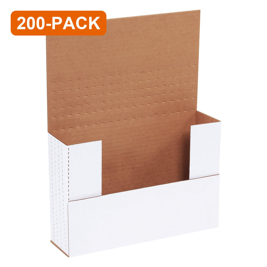 9.625x6.625x2.5 White Corrugated Easy-Fold Mailers, 200-Pack (4 Bundles of 50)