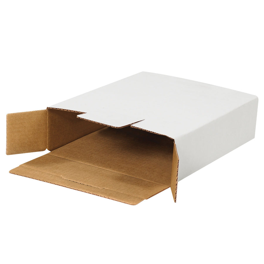11 1/8 x 8 5/8 x 2 1/2 in White Corrugated Side Load Locking Mailers 50/Bundle MAL1182
