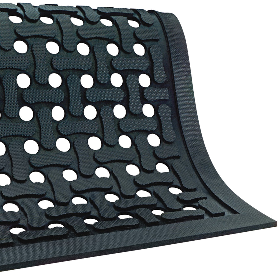 Industrial-grade 9' x 3' nitrile rubber anti-slip mat engineered for wet, greasy environments. Features molded beveled edges and excellent grease resistance for maximum durability. Lightweight, reversible design works indoors or outdoors‚1 mat per order.