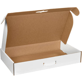 Heavy-duty ECT-32-B corrugated carrying cases engineered for warehouse efficiency. 24x14x4" dimensions with integrated plastic handles and crush-resistant white corrugated construction. Bundle of 10 ready to ship–maximize your freight utilization and reduce per-unit costs.