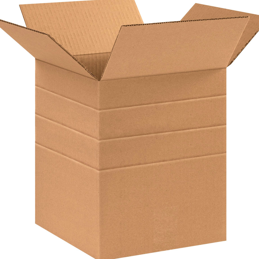 10x10x12 ECT-32 Kraft Multi-Depth Corrugated Shipping Boxes 25-Pack MD101012