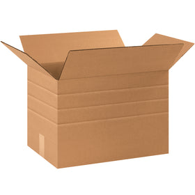 Eliminate carton sizer needs with our pre-scored multi-depth corrugated boxes. Fold to 4, 6, 8, or 12" heights in one SKU–cut inventory and shipping costs. ECT-32 kraft construction rated for reliable stacking and freight performance in bundle of 25.